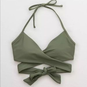 AERIE NWOT Green Wrap Halter Bikini Top! 🌵